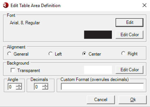 Another Table Area definition